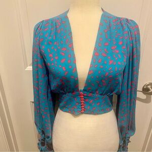 SIGNITURES 8 puff sleeve cheetah print blouse